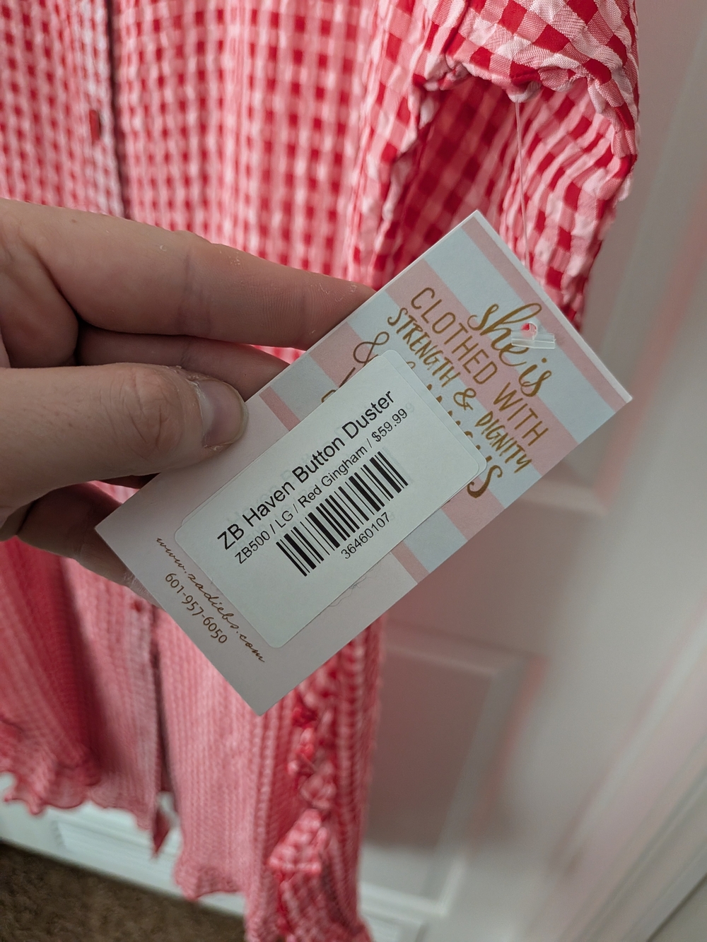 NWT Zadie B's Red Gingham Button-Front Ruffle Duster Dress - Picture 5 of 12